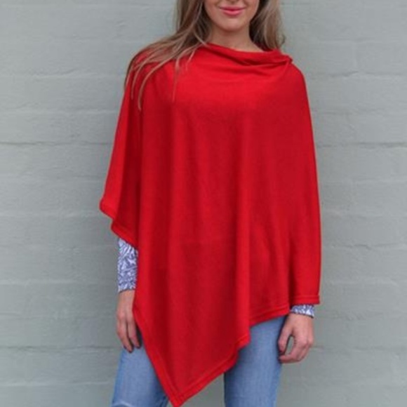 MODA ME COUTURE Sweaters - LAST 1 - Red Light Knit Sweater Poncho